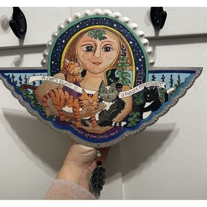 Signed Studio Jorn Metal Cat Wall Plaque Decor Woman‎ Of the Catnip Herd